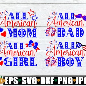 Tous les modèles de la famille américaine, assortis pour la famille du 4 juillet, assortis pour tous les modèles de la famille américaine, famille du 4 juillet, svg du 4 juillet, fichier coupé