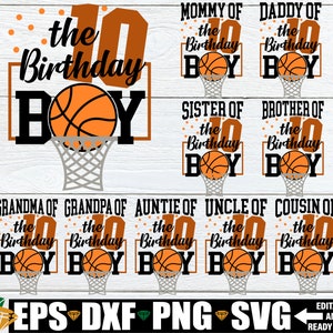 Basketball-Geburtstag, 10. Geburtstag, passender Familien-Basketball-Geburtstag, Familien-Making-Ball-Geburtstag, Basketball-Thema-Geburtstag, SVG