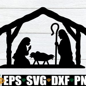 Scena Narodzenia svg png dxf, Scena Narodzenia svg png dxf, Clipart bożonarodzeniowy, Clipart świąteczny, Sylwetka sceny Narodzenia, Plik do cięcia szopki