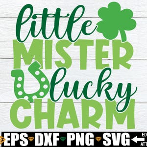 Little Mister Lucky Charm, St. Patrick's Day svg, jongens St. Patrick's Day svg, kinderen St. Patrick's Day svg bestand knippen, jongen St. Patrick's Day png