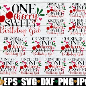 One Cherry Süßer Geburtstag, Passender Familienkirsche Geburtstag, Passende Familie 1. Geburtstag, Kirsche 1. Geburtstag, Familiengeburtstag, Cut File, SVG
