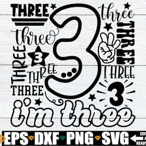 Ich bin drei, Mädchen 3. Geburtstag Shirt svg, 3. Geburtstag Junge Shirt svg, 3. Geburtstag svg, 3. Geburtstag Shirt svg, Nummer 3 Wort Kunst Typografie