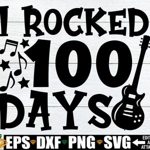 Rockeé 100 días, 100 días de escuela svg png, 100.º día de escuela, SVG del 100.º día de escuela para niños, camiseta del 100.º día de escuela svg png