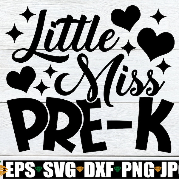 Little Miss Pre-K, Girls First Day Of Pre-K svg, Girls First Day Of School svg, Girls First Day Of Preschool, First Day Of Preschool svg