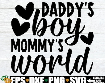 Le monde de papa et maman, nouveau-né garçon, SVG pour nouveau-né, bébé citation svg, svg de cadeau de shower de bébé png, tenue de bébé à emporter pour bébé