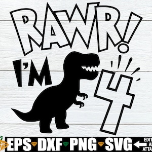 Rawr ich bin 4, Rawr ich bin vier, Dinosaurier 4. Geburtstag, Dinosaurier Geburtstag, 4. Geburtstag svg, Dinosaurier-Geburtstag svg, Kleinkind-Geburtstags-Shirt svg