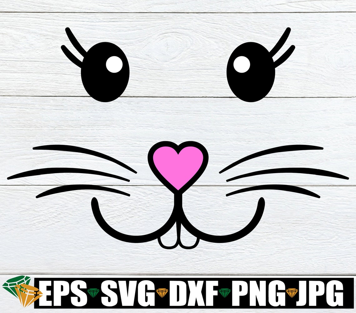 Bunny Face Svg Easter Svg Cute Easter Svg Cute Bunny Face Etsy