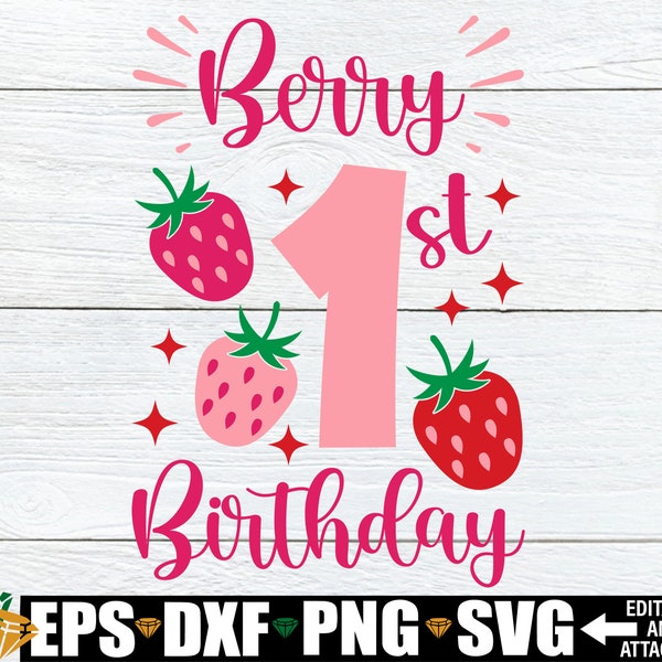 Beere 1. Geburtstag, Erdbeere Geburtstag Shirt svg png, Erdbeer Thema Geburtstag, Sweet One svg, 1. Geburtstag svg, Mädchen 1. Geburtstag svg