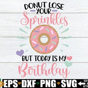 Donut perde seus granulados, mas hoje é meu aniversário, aniversário com tema de rosquinha, aniversário com tema de rosquinha para meninas, aniversário de menina pequena, aniversário de rosquinha