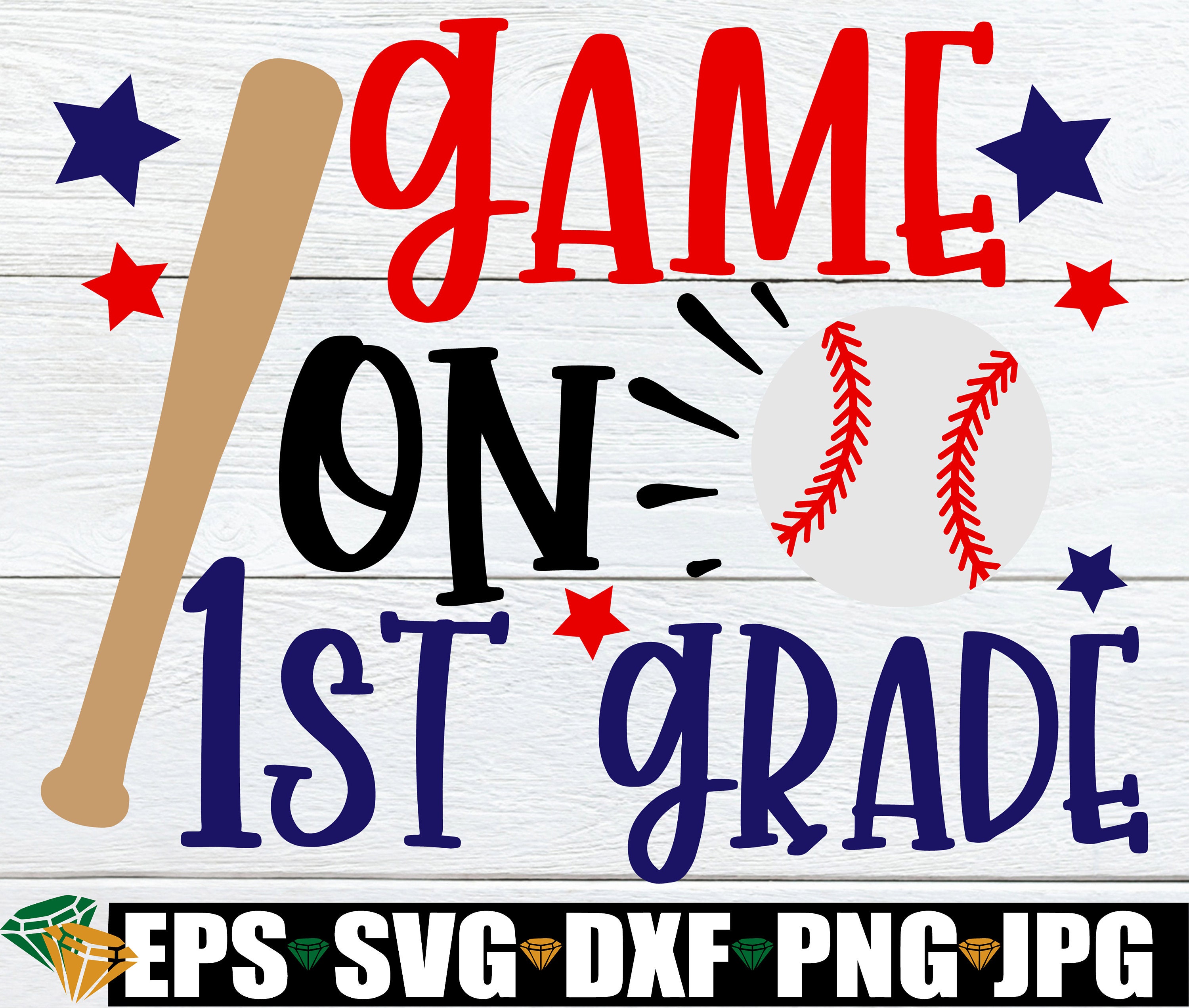 Game on 1st Grade Boys First Day of School Baseball Theme Etsy
