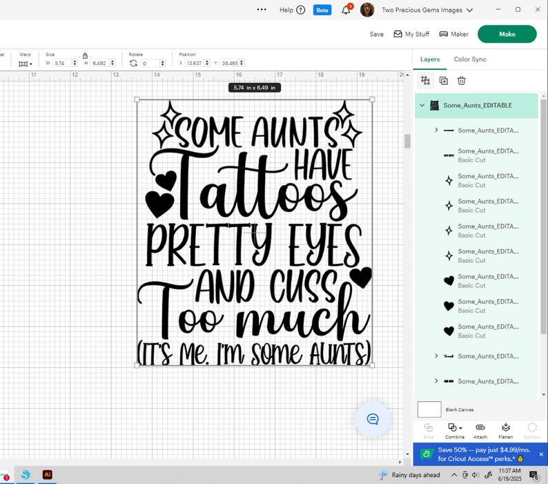 Some Aunts Have Tattoos Pretty Eyes And Cuss Too Much It's Me I'm Some Aunts, Funny Aunt Quote svg, Gift For Aunt svg, Iron On PNG For Aunt image 10