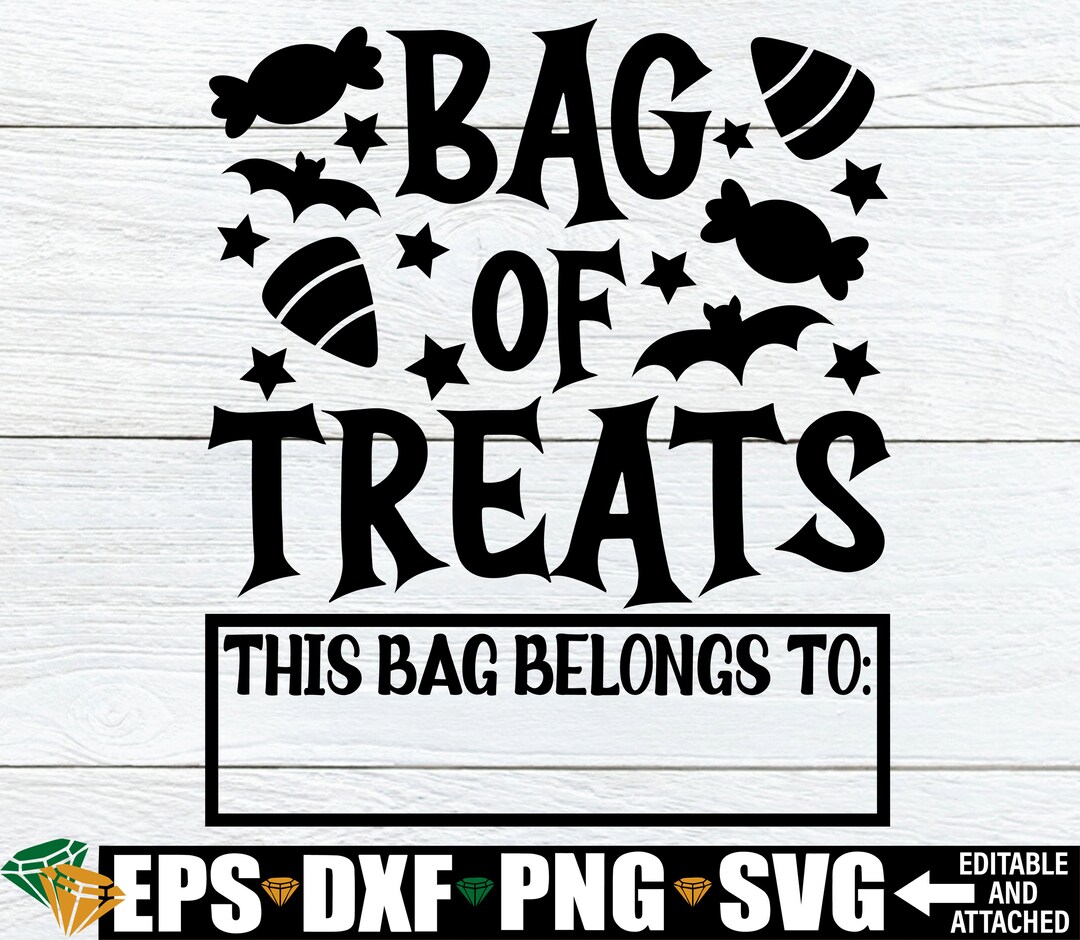 Bag of Treats Halloween Candy Tote SVG Halloween Candy Bag Etsy