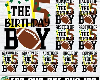 Football Birthday Boy, 5th Football Birthday, Matching Family Football Birthday, Matching Football Birthday Shirts SVG PNG, 5th Birthday SVG