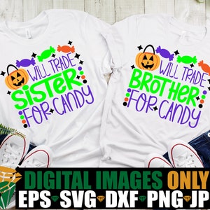 Tausche Schwester gegen Süßigkeit, tausche Bruder gegen Süßigkeit, Bruder und Schwester Halloween, Halloween SVG, Kinder Halloween svg, Halloween Süßigkeit