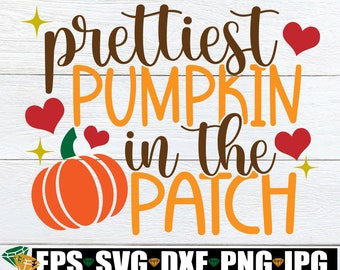 Prettiest Pumpkin In The Patch, Girls Thanksgiving Shirt SVG, Thanksgiving svg, Kids Thanksgiving, Girls Thanksgiving svg, Cut File, SVG PNG