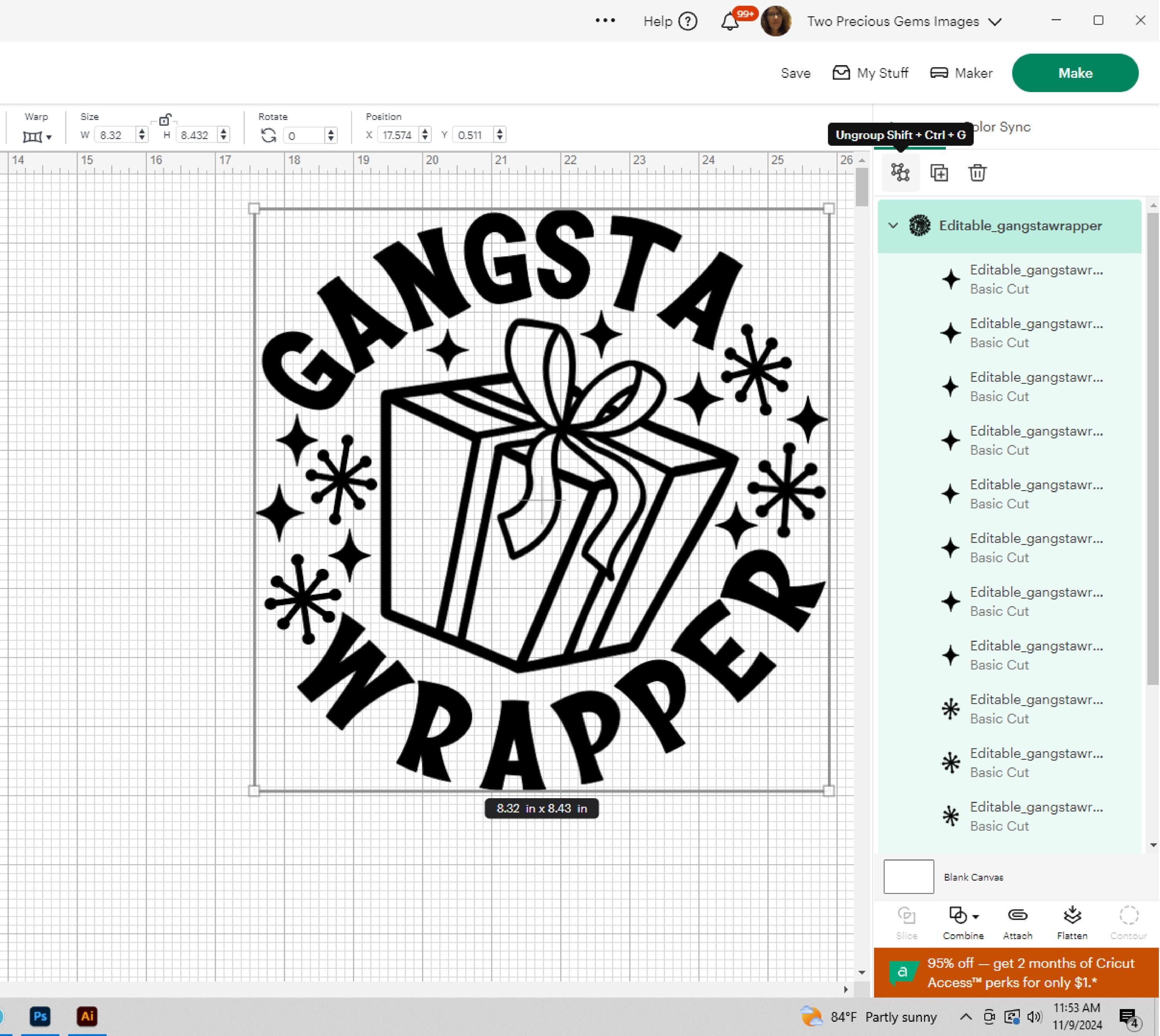 Gangsta Wrapper Svg Png Dxf Eps, Funny Christmas Svg Cut File, Funny ...