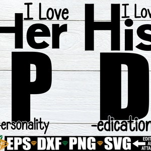 Ik hou van zijn toewijding, ik hou van haar persoonlijkheid SVG, grappige paren bijpassende Valentijnsdag shirts SVG, volwassen Sassy Valentijnsdag shirts SVG