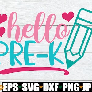 Hallo Pre-K, Mädchen erster Tag der Pre-K, erster Tag der Pre-K svg, Schulanfang-Svg, Pre-K svg, Mädchen erster Schultag svg, digitaler Download