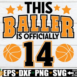 Dieser Baller ist offiziell 14, Basketball 14. Geburtstag, Basketball Thema 14. Geburtstag, 14