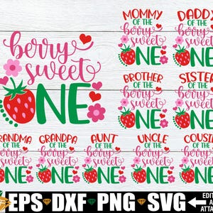 Beere Sweet One, passende Familie Erdbeere Sweet One Geburtstag Bundle svg png, Mädchen 1. Geburtstag Bundle svg png, Mädchen erster Geburtstag svg png