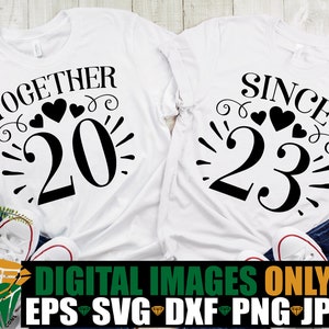 Juntos desde 2023, Casados en 2023, Camisas de aniversario de 2023 SVG, Aniversario svg, Aniversario a juego svg png, Descarga digital