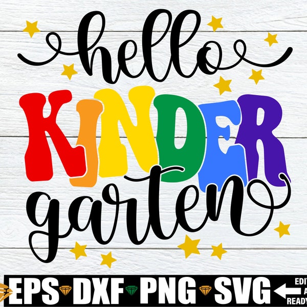 Hello Kindergarten, First Day Of Kindergarten Shirt svg, First Day Of School svg, Girls First Day Of Kindergarten svg, Kindergarten svg png