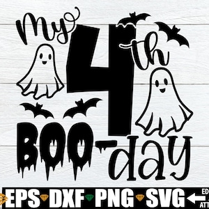 Mein 4. Boo-Day svg, Halloween Geburtstags svg, Halloween-Geburtstags-Shirt svg, 4. Halloween-Geburtstags-Shirt Eisen auf PNG, Halloween-Geburtstag png