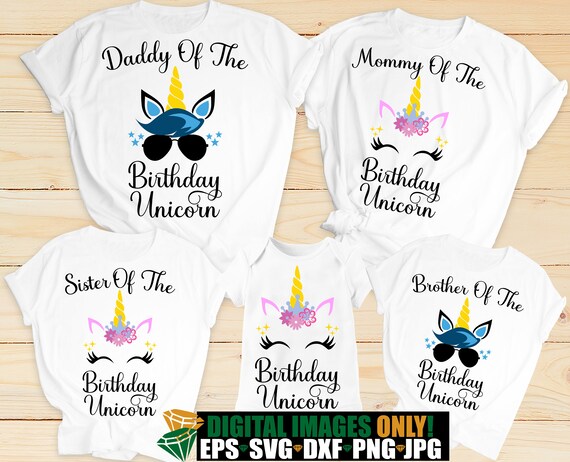 Download Unicorn Birthday Digital Download Matching Family Unicorn Birthday Cute Unicorn Birthday Svg Png Dxf Eps Jpg Unicorn Family Birthday Clip Art Art Collectibles