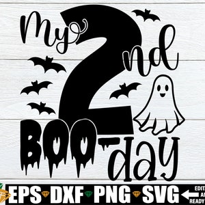 Il mio 2° Boo-Day in formato SVG, Compleanno di Halloween in formato SVG, 2° Boo-Day Camicia in formato SVG, Ragazze Ragazzi 2° Compleanno di Halloween in formato SVG, 2° Boo-Day in formato SVG, Boo-Day in formato SVG PNG