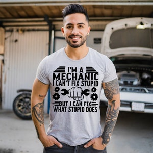 thumbnail image 2 of Funny Mechanic Hoodie: 'I May Be A Mechanic But I Can't Fix Stupid' - Unisex Crewneck Sweatshirt 2 of 6