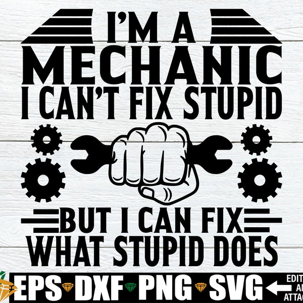 I'm a Mechanic I can't fix stupid but I can fix what stupid does. Mechanic svg. It's my job to fix stupid. Mechanic shirt svg. Wrench svg.