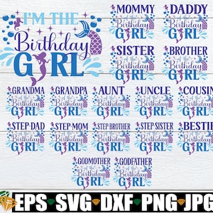 Anniversaire de sirène, anniversaire de famille sirène assorti SVG, svg anniversaire de famille sirène, sirène anniversaire chemises SVG, svg anniversaire assorti.