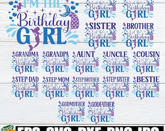 Mermaid Birthday, Matching Mermaid Family Birthday SVG, Family Mermaid Birthday svg, Mermaid Birthday shirts SVG, Matching Birthday svg.