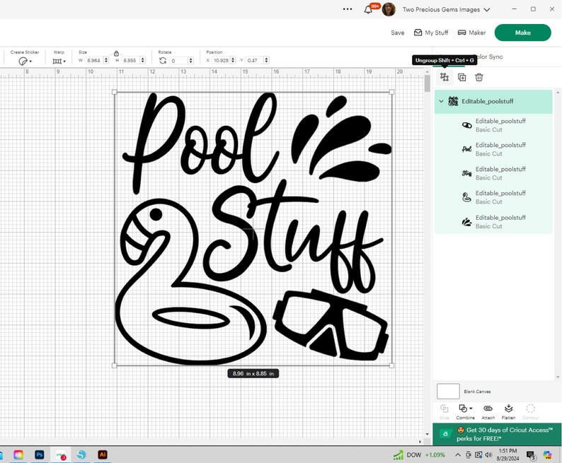 Pool Stuff, Pool Bag Svg, Pool Toy Tote SVG, Pool Toy Storage Svg ...