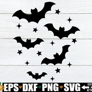 Halloween vliegende vleermuizen en sterren svg, vleermuis clipart, vleermuizen en sterren Halloween SVG-bestanden knippen, Halloween clipart-svg-bestand knippen