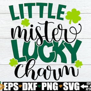 Little Mister Lucky Charm svg png, Boys St. Patrick's Day svg png, Kids St. Patrick's Day svg png, Boy St. Patrick's Day knippen SVG-bestand