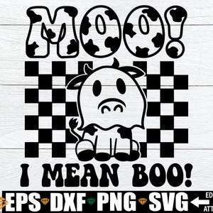 Moo I Mean Boo, lustiges Halloween svg, Kinder Halloween Shirt svg png, Kleinkind Halloween Shirt Aufbügeln PNG, Halloween Cut File, Halloween Tote svg