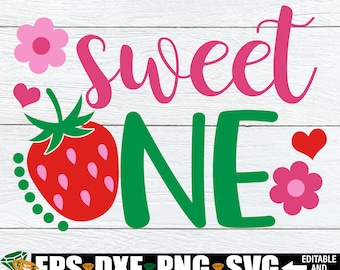 Sweet One, Strawberry 1st Birthday, Strawberry Theme Birthday, Sweet One Birthday, Strawberry First Birthday SVG, Strawberry Birthday PNG