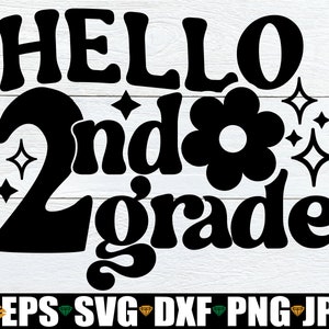 Hallo 2. Klasse, Mädchen Retro Zweite Klasse svg, Mädchen Erster Schultag svg, Mädchen Erster Tag der zweiten Klasse svg, Mädchen zweite Klasse svg