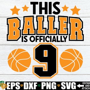 Este jugador de baloncesto cumple oficialmente 9 años, SVG de niño de 9.º cumpleaños, SVG de niño de cumpleaños de baloncesto, SVG de cumpleaños de baloncesto, SVG de camiseta de 9.º cumpleaños, SVG de cumpleaños