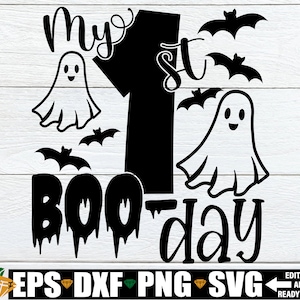 Mein 1st Boo-Day svg, Halloween Geburtstagsmotiv svg, 1st Boo Day Shirt svg, Jungen Mädchen 1. Halloween-Geburtstagsshirt svg png
