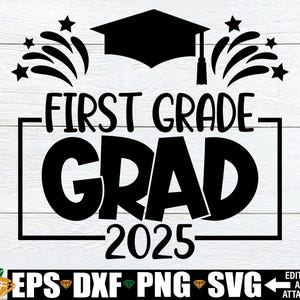 2025 eerste klas grad svg, eerste graad afstuderen svg, laatste dag van school svg, vaarwel eerste graad svg, 1e graad afstuderen svg