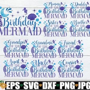 Passende Meerjungfrauen-Geburtstagskarte. Meerjungfrau-Geburtstag. Meerjungfrau Geburtstag. Digitale Bilder. Familie Meerjungfrau-Geburtstag. Geburtstag Meerjungfrau