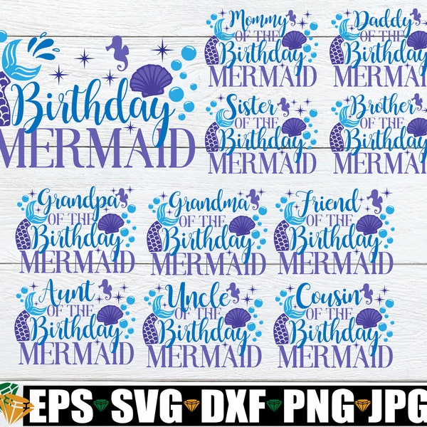 Family Matching Mermaid Birthday. Mermaid Birthday. Mermaid Family Birthday. Digital images. Family Mermaid Birthday. Birthday Mermaid