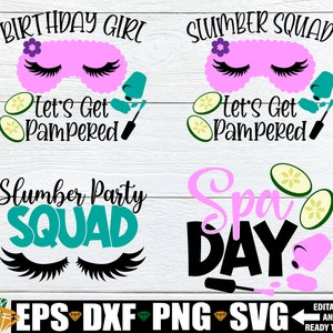 Bijpassende slaapfeestje. Spa-feestje. Spa-verjaardag. Slaapploeg. Slumber party-team. Bijpassende verjaardag. Spa-feestje voor kinderen. Spa-svg. Spa-dag SVG