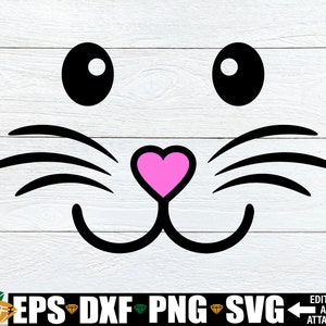 Bunny Face SVG, Pasen SVG, Cute Easter SVG, Cute Bunny Face SVG, Bunny Face Cut File, Kids Easter SVG, Easter Hunt Bucket Decal SVG DXF