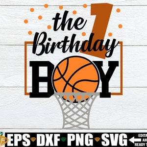 Basketbal 1e verjaardag jongen SVG, basketbal verjaardag shirt SVG, jongens 1e verjaardag shirt SVG, basketbal thema 1e verjaardag, feestvarken SVG