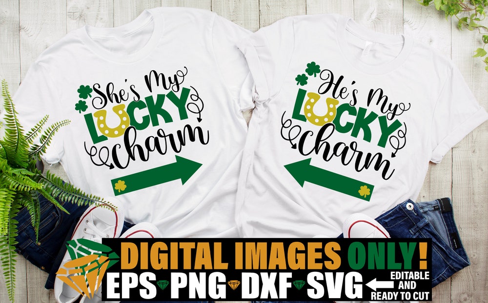 Peckshirt Custom She'S My Lucky Charm He'S My Lucky Charm, St. Patrick'S Day Svg, St. Patrick'S Day Couples Svg,Couples Matching St. Patrick'S Day Shirts Svg