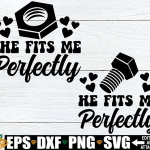 Ze hij past perfect bij mij, grappige bijpassende paar Valentijnsdag, grappige bijpassende verjaardag shirts SVG, grappige bijpassende paren shirts SVG