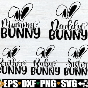 Famille de lapin, famille Pâques svg, svg famille assortie Pâques, famille assortie Pâques chemises SVG, famille lapin svg png dxf, Pâques svg dxf png
